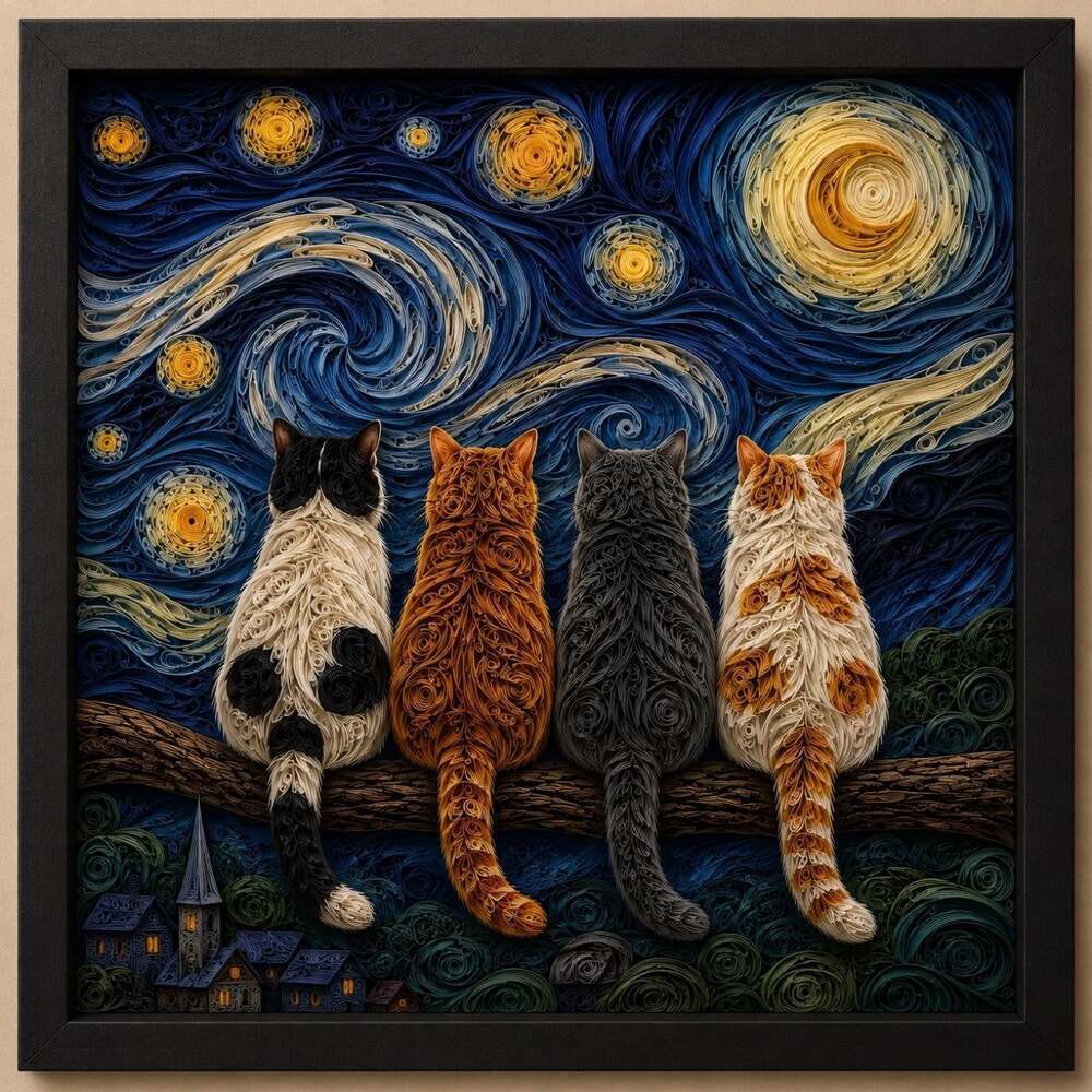 8 X 8 Black Framed Starry Night Ac 82
